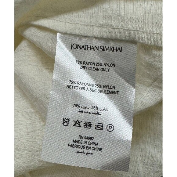 Jonathan Simkhai Sz XS Blouse Rhodes Lace Up Cream Designer Luxury Minimalist - Picture 7 of 7